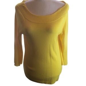Talbots Off-the-Shoulder Yellow Sweater Bell Sleeves Women’s size Small EUC